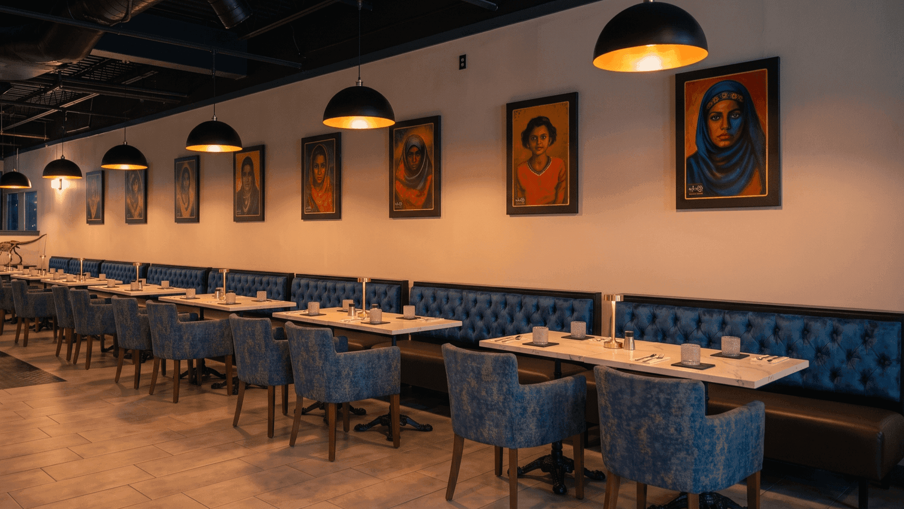 Cozy dining area inside Eri Star Cafe & Restaurant Silver Spring