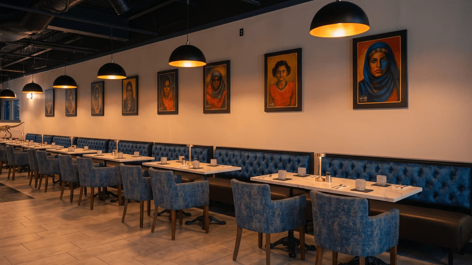 Cozy dining area inside Eri Star Cafe & Restaurant Silver Spring
